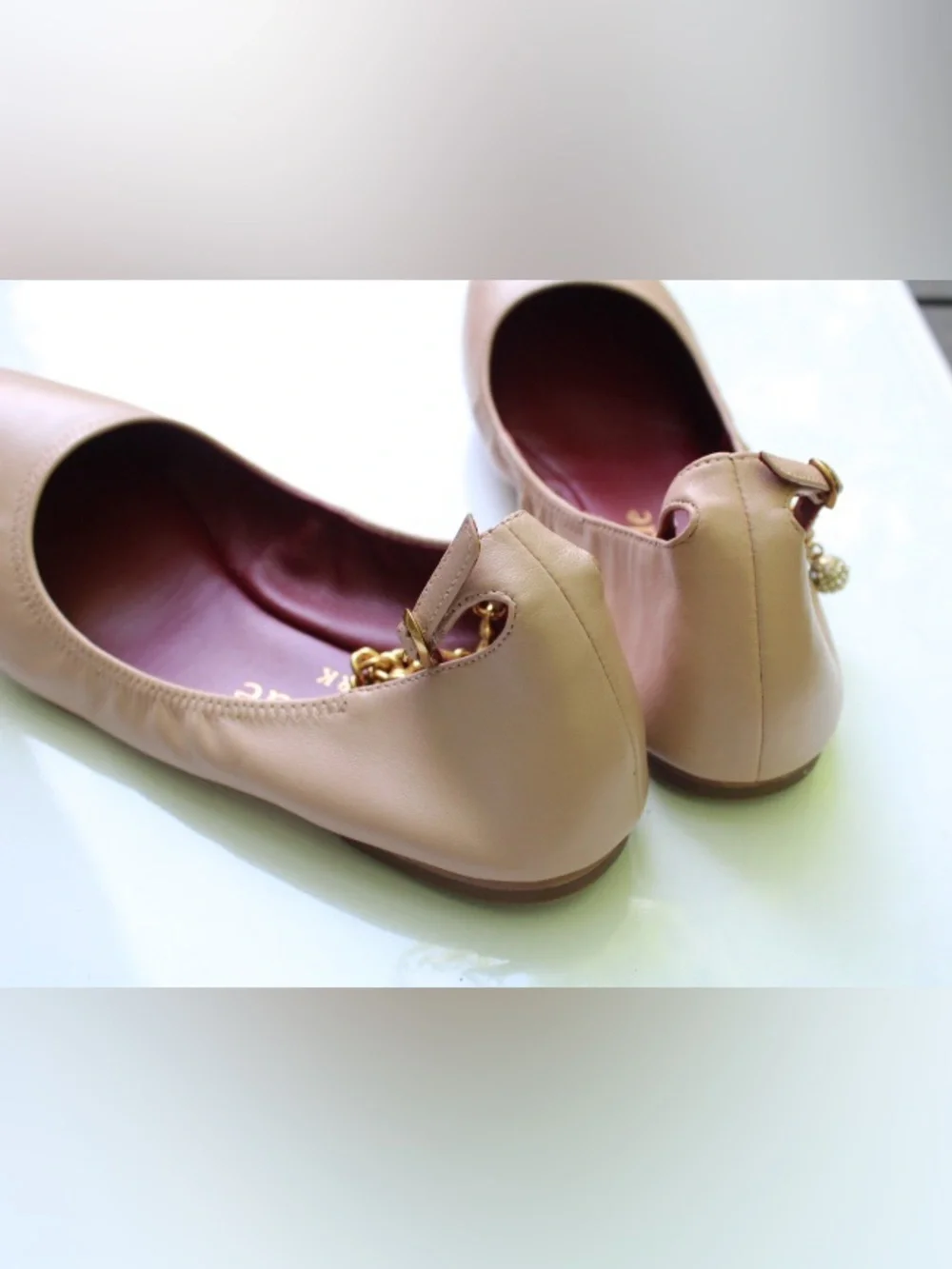 Kate Spade crush flats with chain